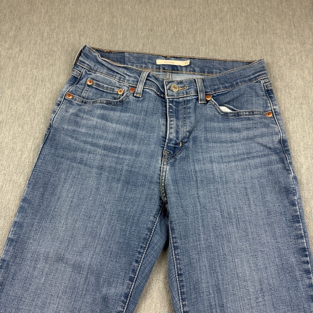 Levis Jeans Womens 27x27 Blue Boyfriend Denim Mid-Rise Pants Classic Straight - Picture 2 of 15
